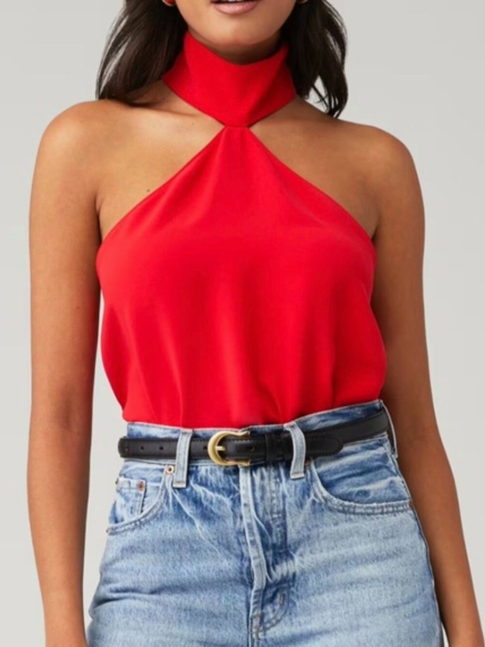 Amanda Uprichard Halter Top Blouse Sleeveless Red Medium
